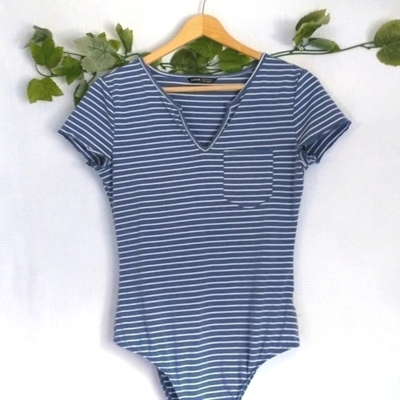 SHEIN Striped Bodysuit 90"s Y2K Size Medium - Picture 1 of 6